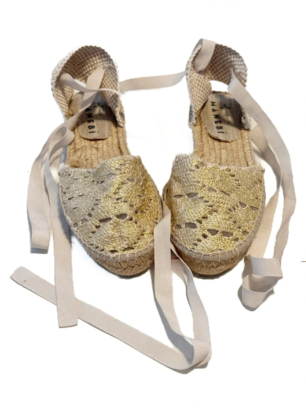 Manebi Lurex Cotton Blend Flat Valenciana Espadrilles